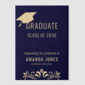 ネイビモダンーブルー卒業パーティー招待状 ベラム紙招待状 (正面)