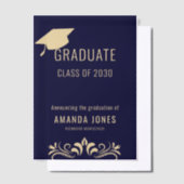 ネイビモダンーブルー卒業パーティー招待状 ベラム紙招待状 (オフセット)