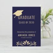 ネイビモダンーブルー卒業パーティー招待状 案内状 (スタンド正面)