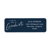 ネイビモダンーブルー卒業差出人住所 ラベル (正面)