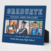 ネイビモダンーブルー卒業3写真卒業 フォトプラーク (側面)