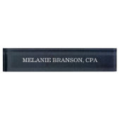 ネイビモダンーブルー名タイトル1行 デスクネームプレート (正面)