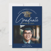 ネイビモダンーブルー大学院写真2025年卒業 案内状 (正面)
