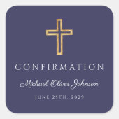 ネイビモダンーブルー宗教十字少年の確認 スクエアシール (正面)