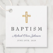 ネイビモダンーブルー宗教十字脚洗礼 フェイバータグ (正面)