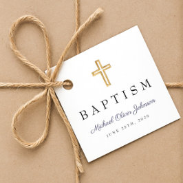 ネイビモダンーブルー宗教十字脚洗礼 フェイバータグ