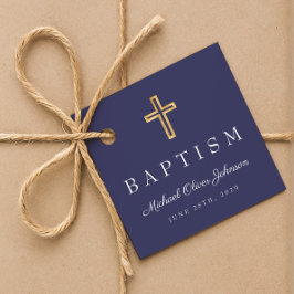ネイビモダンーブルー宗教十字脚洗礼 フェイバータグ