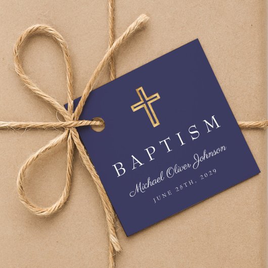 ネイビモダンーブルー宗教十字脚洗礼 フェイバータグ