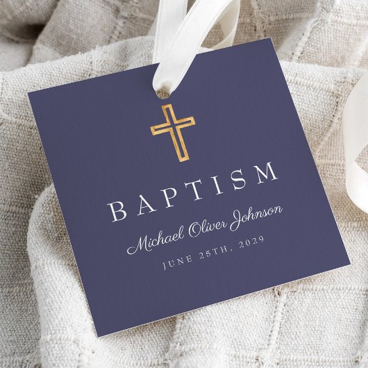 ネイビモダンーブルー宗教十字脚洗礼 フェイバータグ