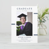 ネイビモダンーブルー層卒業 招待状 (スタンド正面)