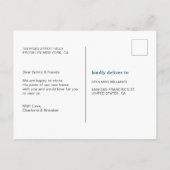 ネイビモダンーブルー引っ越しました移動 案内ポストカード (裏面)