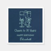 ネイビモダンーブルー応援30年誕生日ナプキン スタンダードカクテルナプキン (正面)