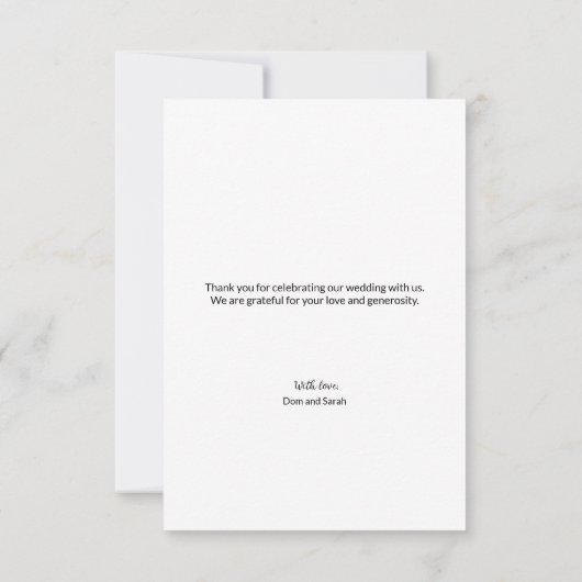 ネイビモダンーブルー感謝台本の結婚写真 サンキューカード (裏面)
