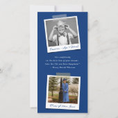 ネイビモダンーブルー斜ストライプ斜め写真卒業 案内状 (裏面)