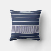 ネイビモダンーブルー白ストライプ色シェブロン クッション (裏面)