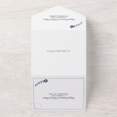 ネイビモダンーブルー白タイポグラフィ結婚ズ オールインワン招待状 (外側)