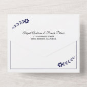 ネイビモダンーブルー白タイポグラフィ結婚ズ オールインワン招待状 (裏面)