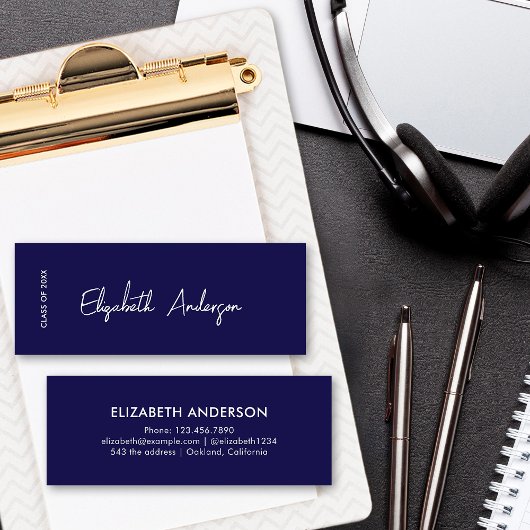 ネイビモダンーブルー白人大学院卒業 コーリングカード