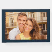 ネイビモダンーブルー白2枚の写真結婚 ゲストブック (裏面)