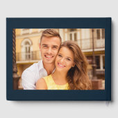 ネイビモダンーブルー白2枚の写真結婚 ゲストブック (裏面)