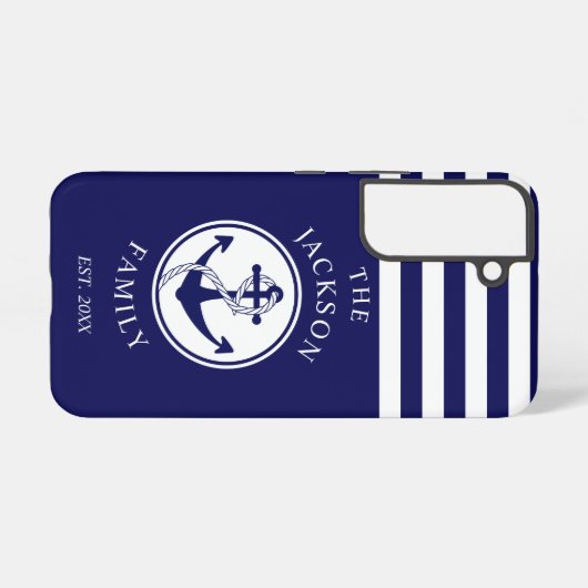 ネイビモダンーブルー航海のファミリー名 SAMSUNG GALAXYケース (裏面横)