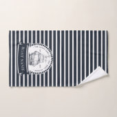 ネイビモダンーブルー航海のボパーソナライズされたート バスタオルセット (ハンドタオル)