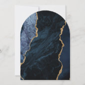 ネイビモダンーブルー金ゴールドアガテアーチ結婚ズ 招待状 (裏面)