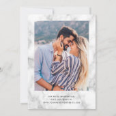 ネイビモダンーブルー金ゴールドアゲート大理石フォトズ結婚ーズ 招待状 (裏面)