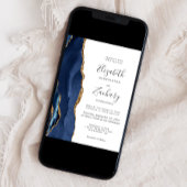 ネイビモダンーブルー金ゴールドアゲート結婚式招待状 招待状