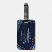 ネイビモダンーブルー金ゴールドアゲードモノグラガーリーム ラゲッジタグ (裏面縦)