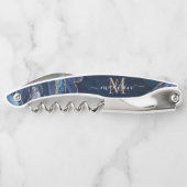 ネイビモダンーブルー金ゴールドグリッターアゲートゲーデモノグラム ソムリエナイフ (裏面)