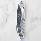 ネイビモダンーブルー金ゴールドグリッターアゲートゲーデモノグラム ソムリエナイフ (裏面)