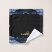 ネイビモダンーブルー金ゴールドグリッターアゲートゲーデモノグラム バスタオルセット (ウォッシュタオル)