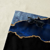 ネイビモダンーブルー金ゴールドグリッターアゲートゲーデモノグラム ビーチタオル (インサイチュ)