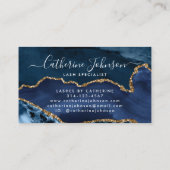 ネイビモダンーブルー金ゴールドゲートGeodeスクリプエレガントト 予約カード (裏面)