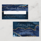 ネイビモダンーブルー金ゴールドゲートGeodeスクリプエレガントト 予約カード (正面/裏面)