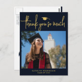 ネイビモダンーブルー金ゴールドスクリプトミニマリスト ポストカード (正面/裏面)