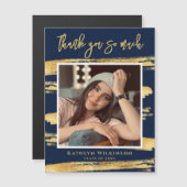 ネイビモダンーブルー金ゴールドスシンプルクリプトGRAD Thank You (正面/裏面)