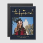 ネイビモダンーブルー金ゴールドスシンプルクリプトGRAD Thank You (正面/裏面)