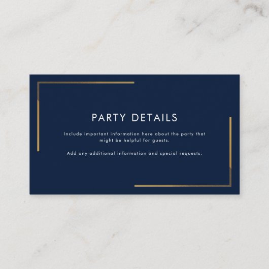 ネイビモダンーブルー金ゴールドホイルフェイクジオメトリック エンクロージャーカード (正面)