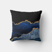 ネイビモダンーブルー金ゴールドマーブルグリッター クッション (正面)