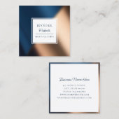 ネイビモダンーブルー金ゴールドラグジュアスタイリッシュリー スクエア名刺 (正面/裏面)