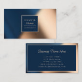 ネイビモダンーブルー金ゴールドラグジュアリースタイリッシュコンサルタント 名刺 (正面/裏面)