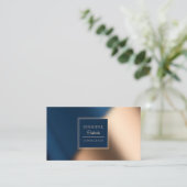 ネイビモダンーブルー金ゴールドラグジュアリースタイリッシュコンサルタント 名刺 (スタンド正面)