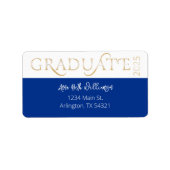 ネイビモダンーブルー金ゴールド卒業アドレス ラベル (正面)