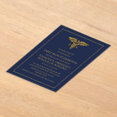 ネイビモダンーブルー金ゴールド看護学校RN大学院 アクリル招待状 (レイダウン)