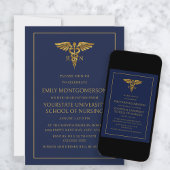 ネイビモダンーブルー金ゴールド看護学校RN大学院 招待状