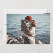 ネイビモダンーブルー2写真結婚式の日付を保存 セーブザデート (裏面)