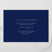 ネイビモダンーブルー3写真卒業発表 箔招待状 (裏面)