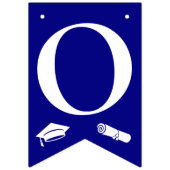 ネイビモダンーブルー3枚の写真、卒業キャップ、卒業証書 バンティングフラッグ (第3の旗)